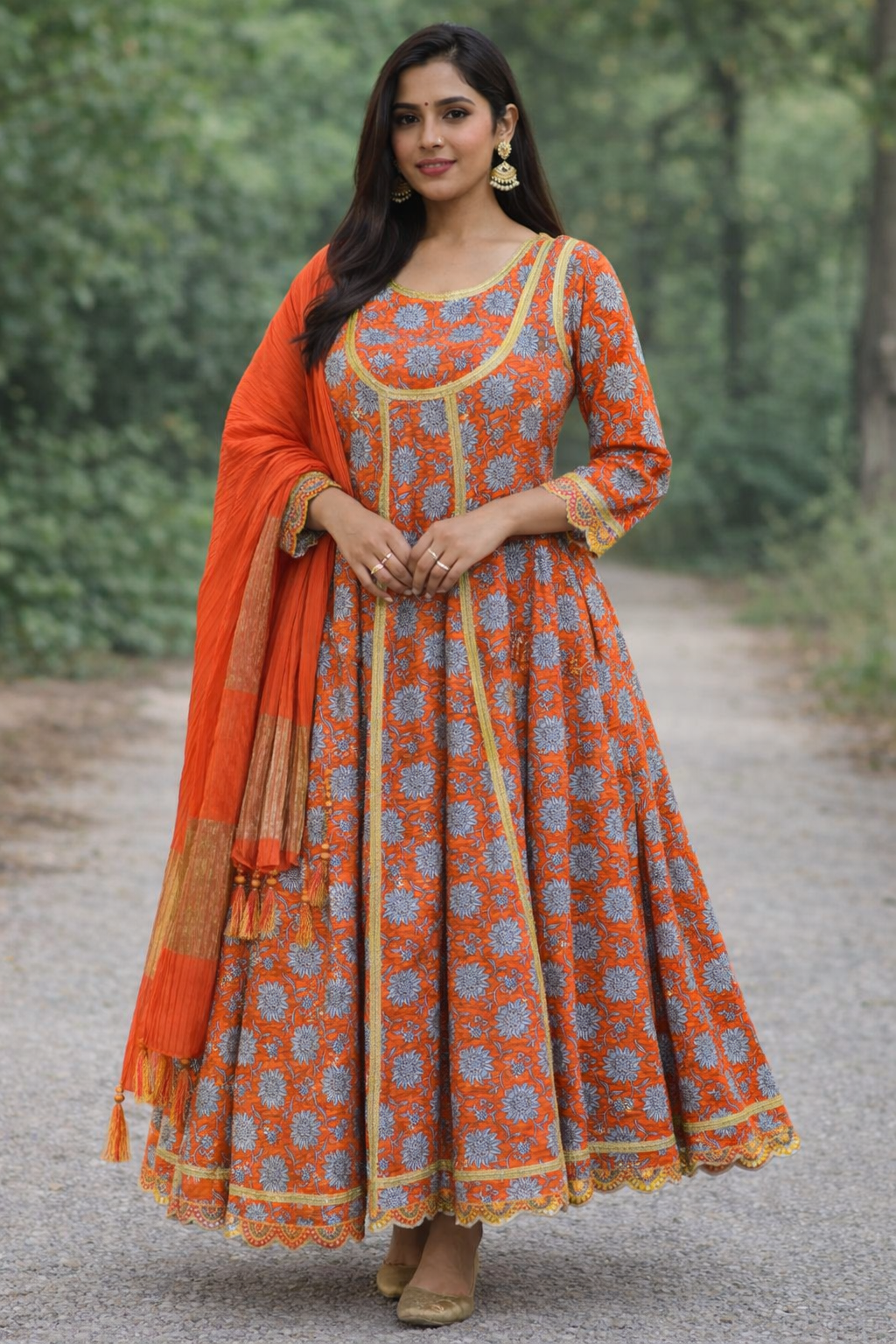 Rust Royale – Festive Floral Frock Set