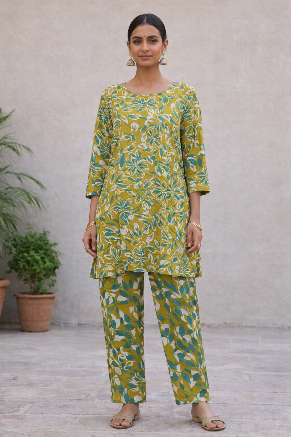 Olive Bloom – Contemporary Floral Co-Ord Set