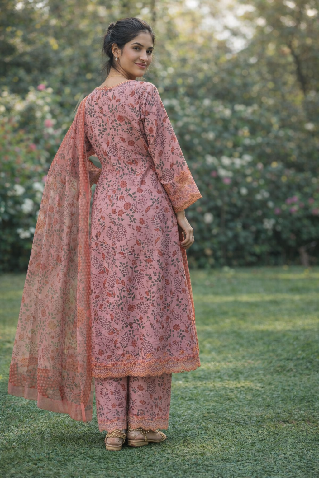 Alternative view of Elegant Peach Floral 3-Piece Suit