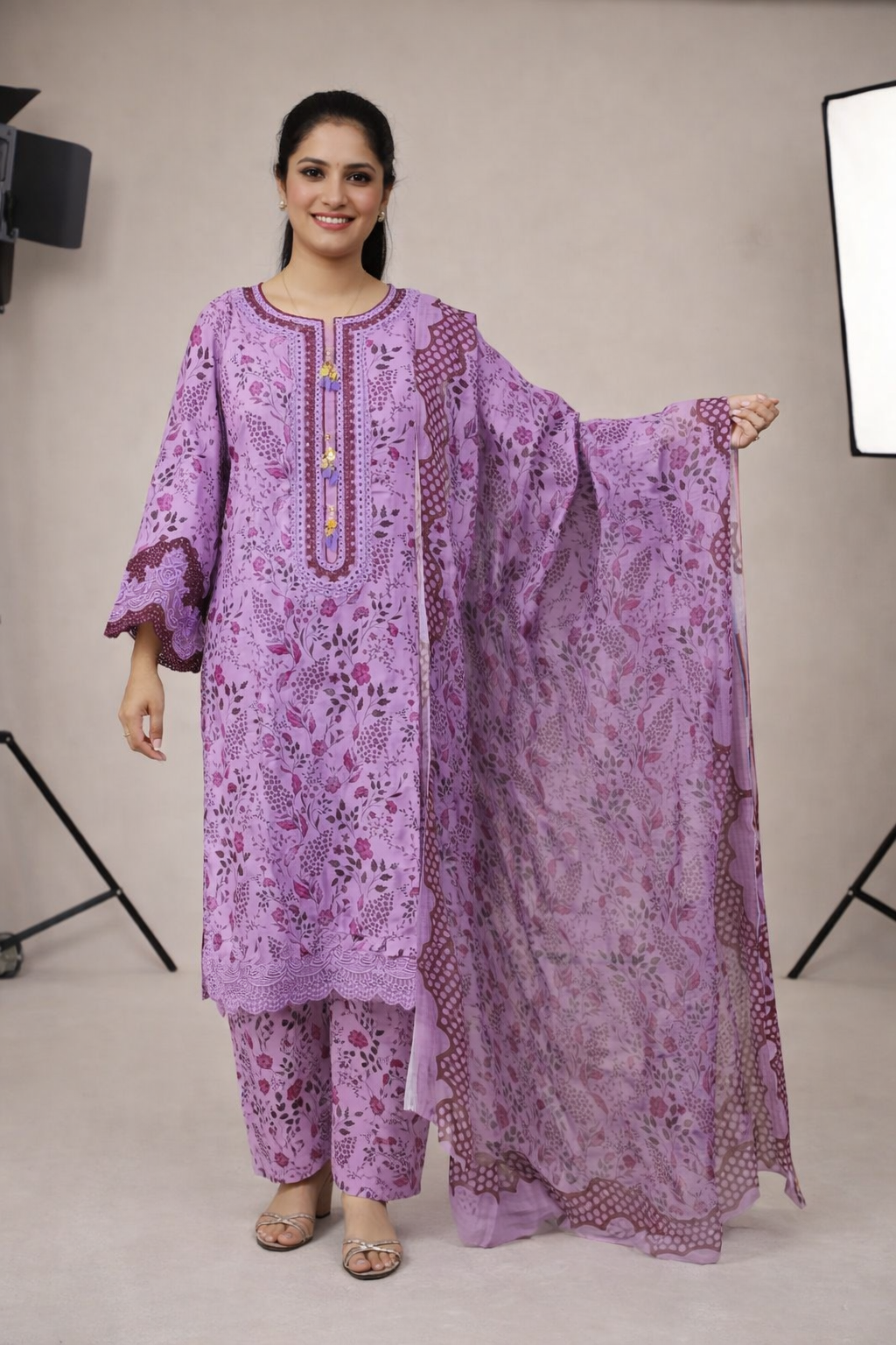 Elegant Lavender Floral 3-Piece Suit