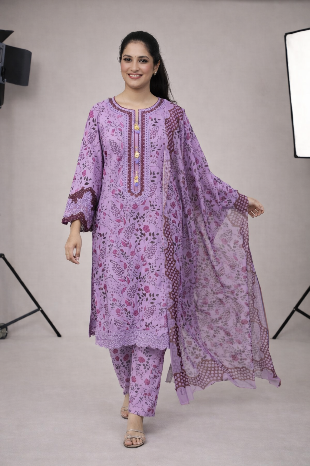 Alternative view of Elegant Lavender Floral 3-Piece Suit