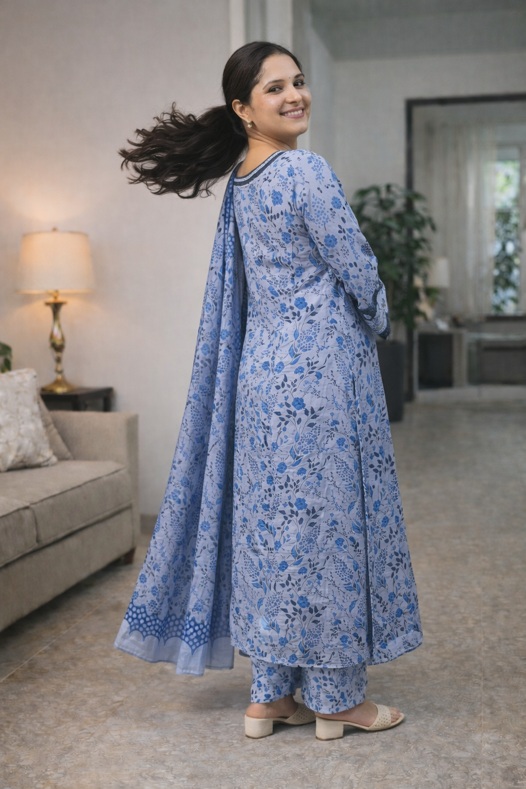 Alternative view of Elegant Powder Blue Floral 3-Piece Suit